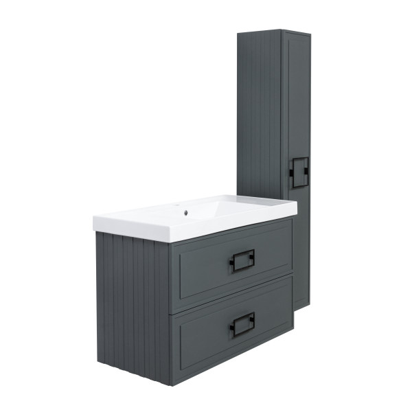 Тумба под раковину подвесная La Fenice Cubo TWIN FNC-01-CUB-G-100-2, серо-зеленая. Фото 10