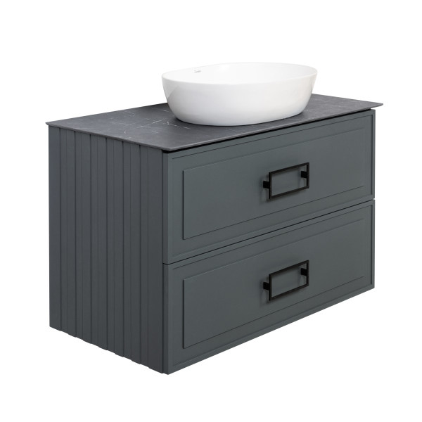 Тумба под раковину подвесная La Fenice Cubo TWIN FNC-01-CUB-G-80-2, серо-зеленая. Фото 5