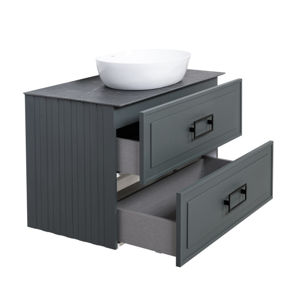 Тумба под раковину подвесная La Fenice Cubo TWIN FNC-01-CUB-G-80-2, серо-зеленая. Фото 7