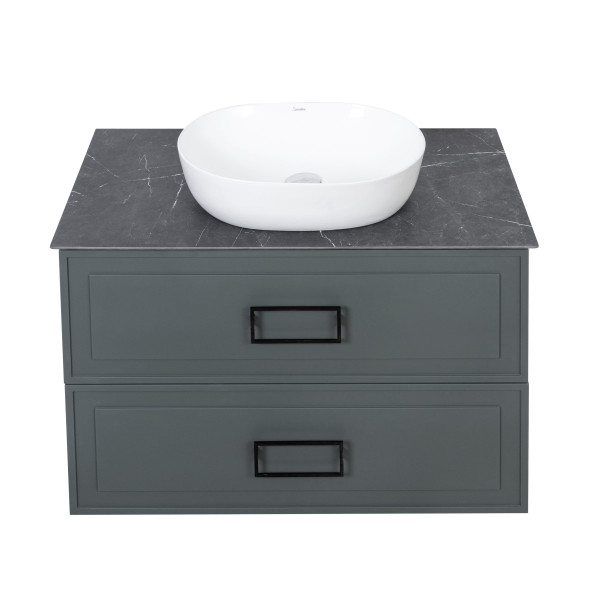 Тумба под раковину подвесная La Fenice Cubo TWIN FNC-01-CUB-G-80-2, серо-зеленая. Фото 9