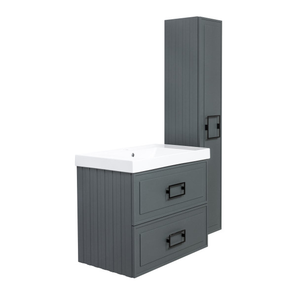 Тумба под раковину подвесная La Fenice Cubo TWIN FNC-01-CUB-G-80-2, серо-зеленая. Фото 10