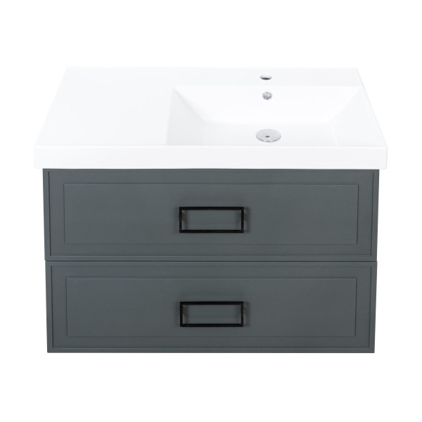 Тумба под раковину подвесная La Fenice Cubo TWIN FNC-01-CUB-G-90-2, серо-зеленая. Фото 9