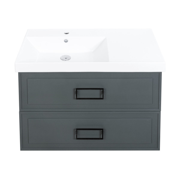 Тумба под раковину подвесная La Fenice Cubo TWIN FNC-01-CUB-G-90-2, серо-зеленая. Фото 10