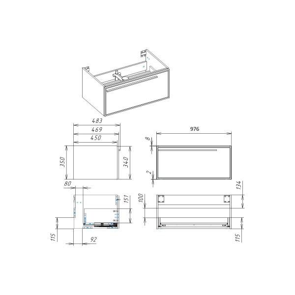 Тумба под раковину подвесная La Fenice Elba FNC-01-ELB-B-100, белая. Фото 2