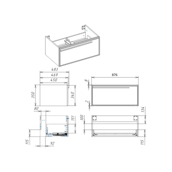 Тумба под раковину подвесная La Fenice Elba FNC-01-ELB-B-90, белая. Фото 2