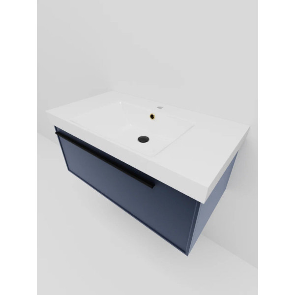 Тумба под раковину подвесная La Fenice Elba FNC-01-ELB-BG-90, синяя. Фото 4