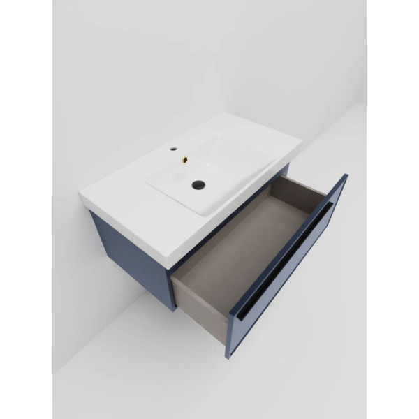 Тумба под раковину подвесная La Fenice Elba FNC-01-ELB-BG-90, синяя. Фото 5