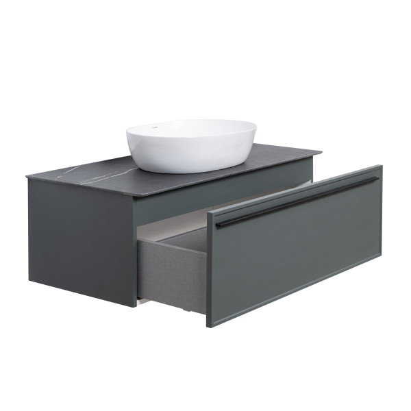 Тумба под раковину подвесная La Fenice Elba FNC-01-ELB-G-100, серо-зеленая. Фото 7