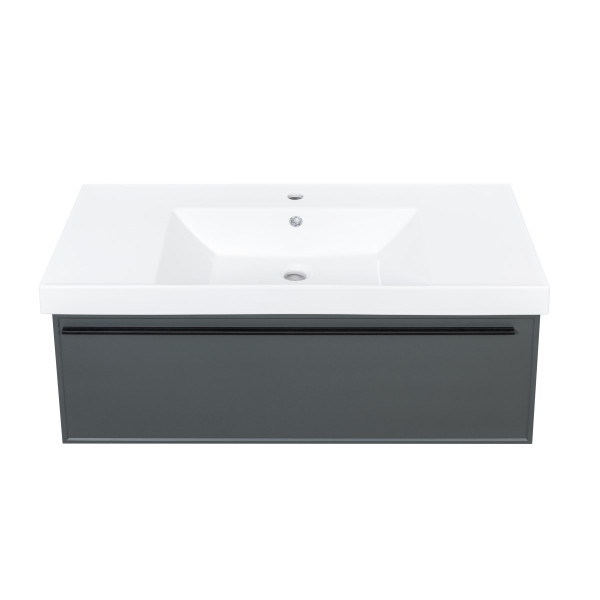 Тумба под раковину подвесная La Fenice Elba FNC-01-ELB-G-100, серо-зеленая. Фото 8