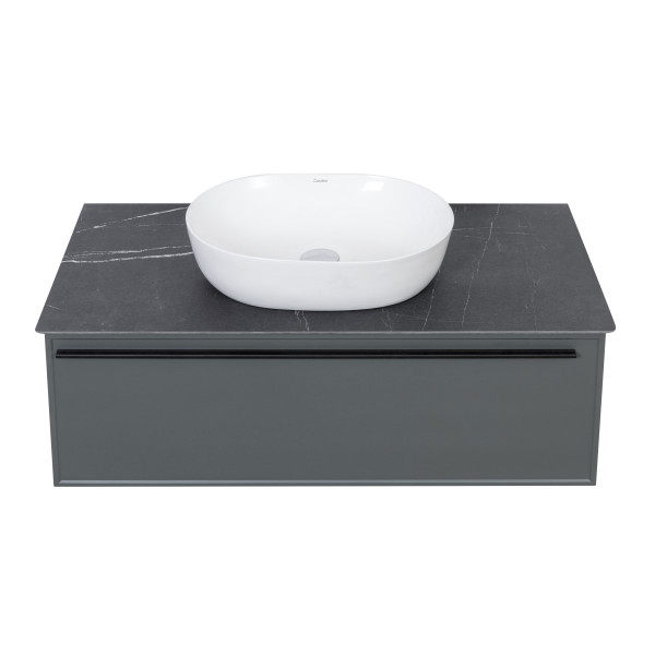 Тумба под раковину подвесная La Fenice Elba FNC-01-ELB-G-100, серо-зеленая. Фото 9