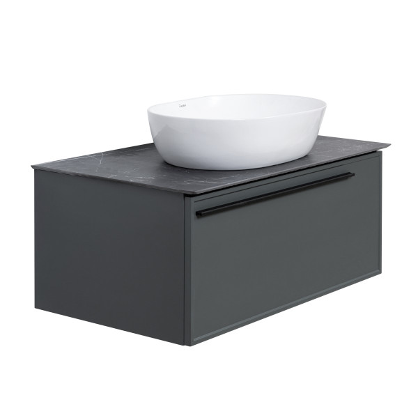 Тумба под раковину подвесная La Fenice Elba FNC-01-ELB-G-80, серо-зеленая. Фото 5