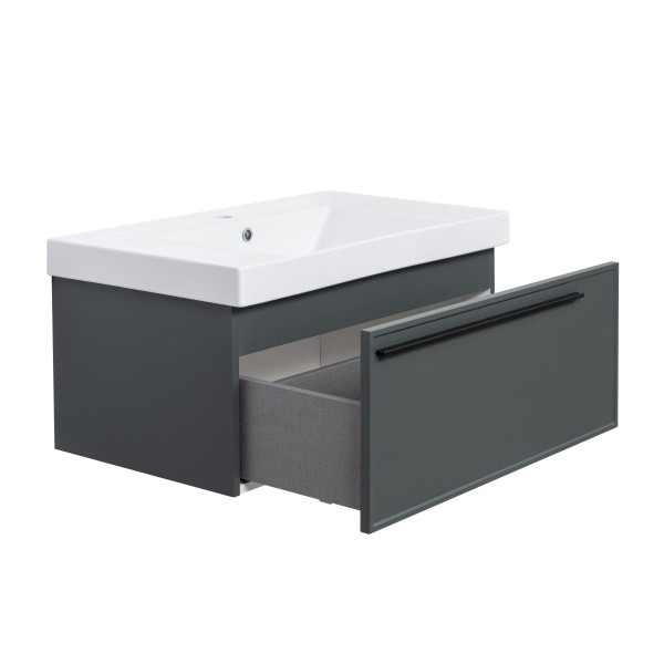 Тумба под раковину подвесная La Fenice Elba FNC-01-ELB-G-80, серо-зеленая. Фото 6