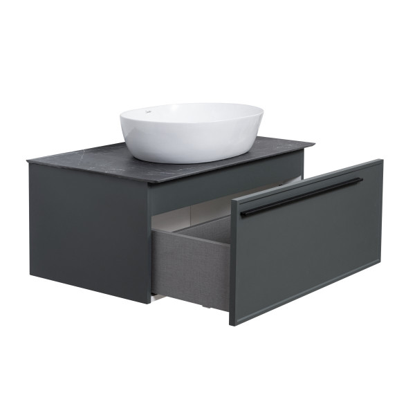 Тумба под раковину подвесная La Fenice Elba FNC-01-ELB-G-80, серо-зеленая. Фото 7