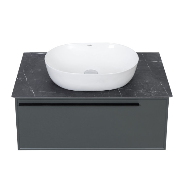 Тумба под раковину подвесная La Fenice Elba FNC-01-ELB-G-80, серо-зеленая. Фото 9