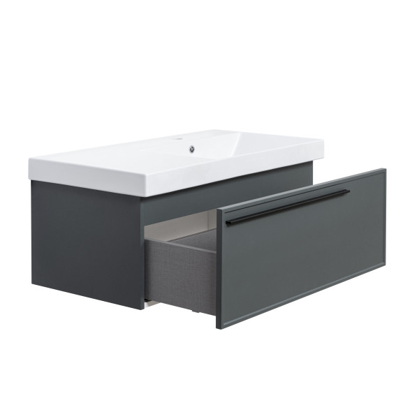 Тумба под раковину подвесная La Fenice Elba FNC-01-ELB-G-90, серо-зеленая. Фото 7