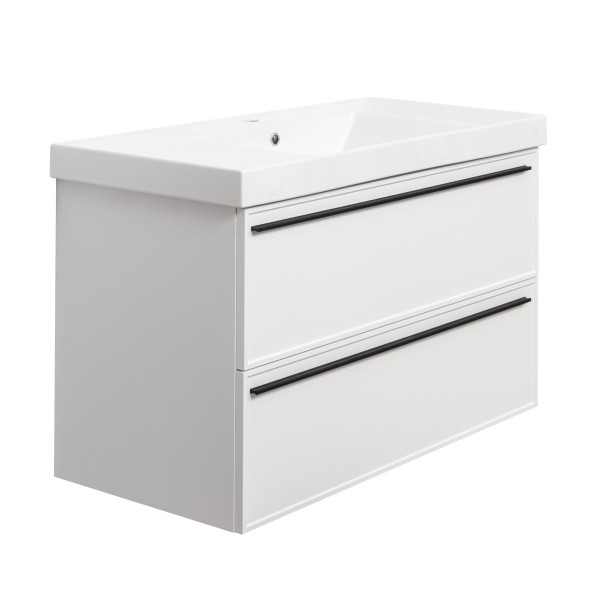 Тумба под раковину подвесная La Fenice Elba TWIN FNC-01-ELB-B-100-2, белая. Фото 1