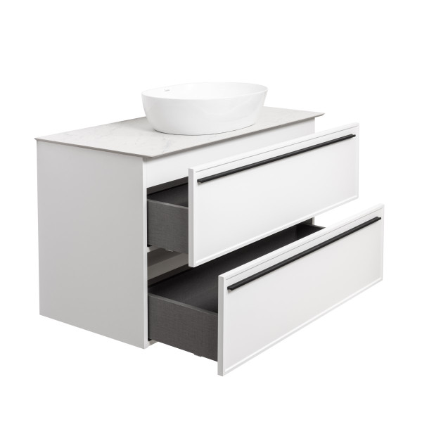 Тумба под раковину подвесная La Fenice Elba TWIN FNC-01-ELB-B-100-2, белая. Фото 7