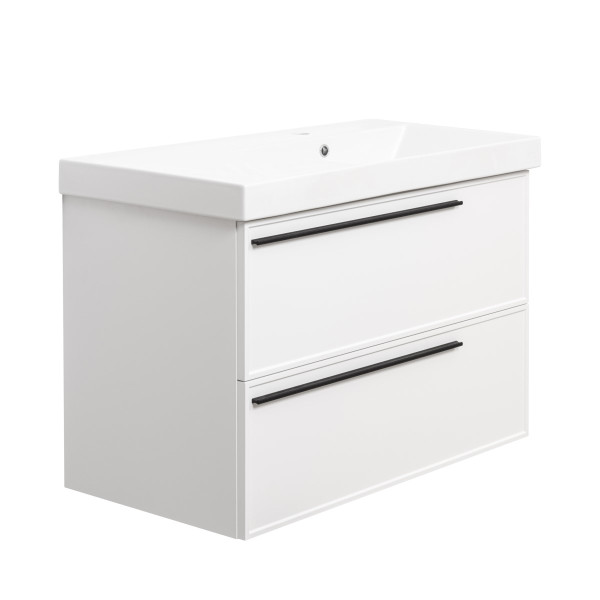 Тумба под раковину подвесная La Fenice Elba TWIN FNC-01-ELB-B-90-2, белая. Фото 1