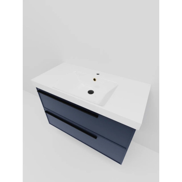 Тумба под раковину подвесная La Fenice Elba TWIN FNC-01-ELB-BG-100-2, синяя. Фото 4