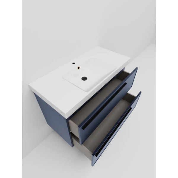 Тумба под раковину подвесная La Fenice Elba TWIN FNC-01-ELB-BG-80-2, синяя. Фото 5