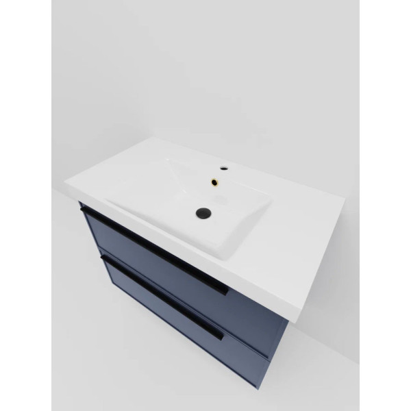 Тумба под раковину подвесная La Fenice Elba TWIN FNC-01-ELB-BG-90-2, синяя. Фото 4