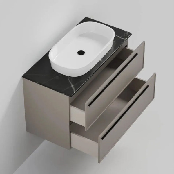 Тумба под раковину подвесная La Fenice Elba TWIN FNC-01-ELB-C-80-2, бежевая. Фото 5