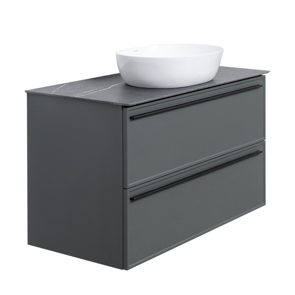 Тумба под раковину подвесная La Fenice Elba TWIN FNC-01-ELB-G-100-2, серо-зеленая. Фото 5