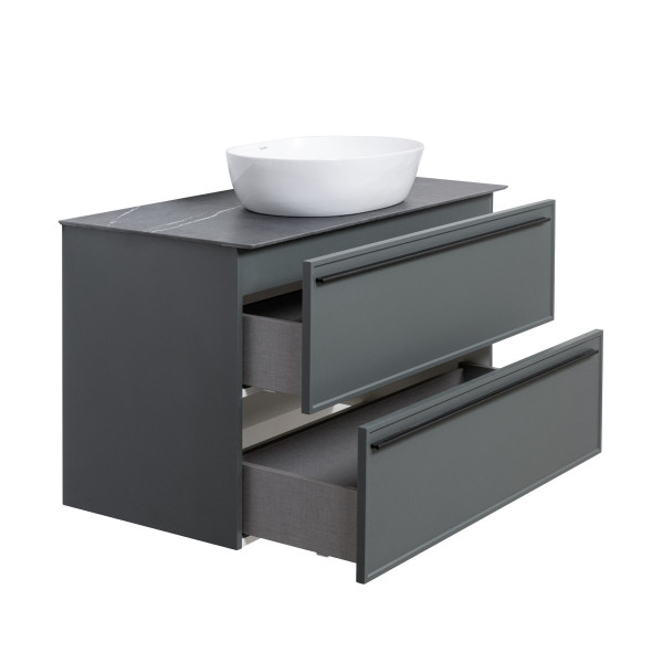 Тумба под раковину подвесная La Fenice Elba TWIN FNC-01-ELB-G-100-2, серо-зеленая. Фото 7