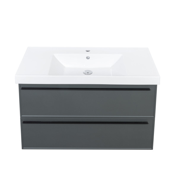 Тумба под раковину подвесная La Fenice Elba TWIN FNC-01-ELB-G-100-2, серо-зеленая. Фото 8