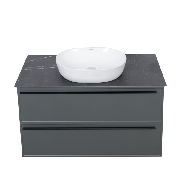 Тумба под раковину подвесная La Fenice Elba TWIN FNC-01-ELB-G-100-2, серо-зеленая. Фото 9