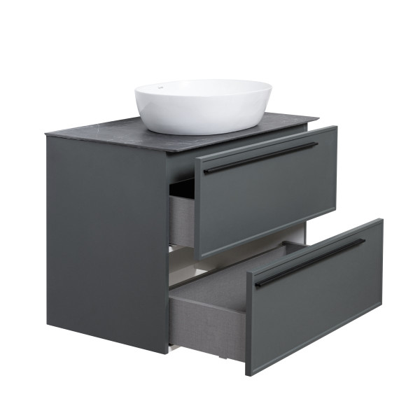 Тумба под раковину подвесная La Fenice Elba TWIN FNC-01-ELB-G-80-2, серо-зеленая. Фото 5