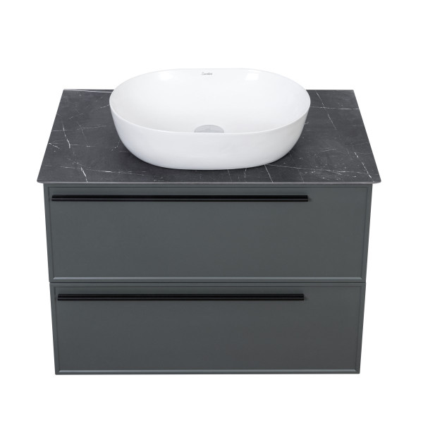 Тумба под раковину подвесная La Fenice Elba TWIN FNC-01-ELB-G-80-2, серо-зеленая. Фото 6