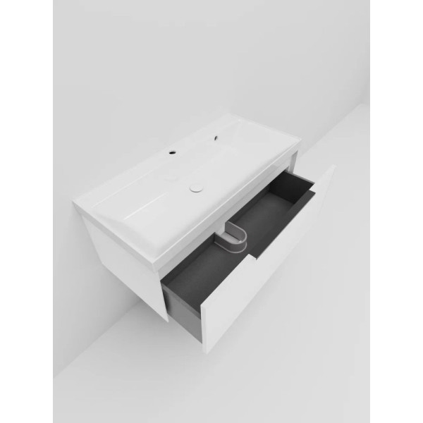 Тумба под раковину подвесная La Fenice SIMPLA FNC-01-SIM-B-100, белая. Фото 5