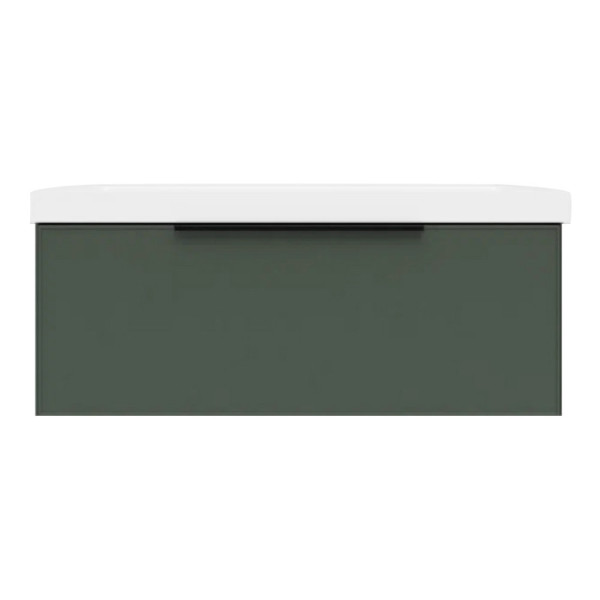 Тумба под раковину подвесная La Fenice SIMPLA FNC-01-SIM-G-100, серо-зелёная. Фото 1