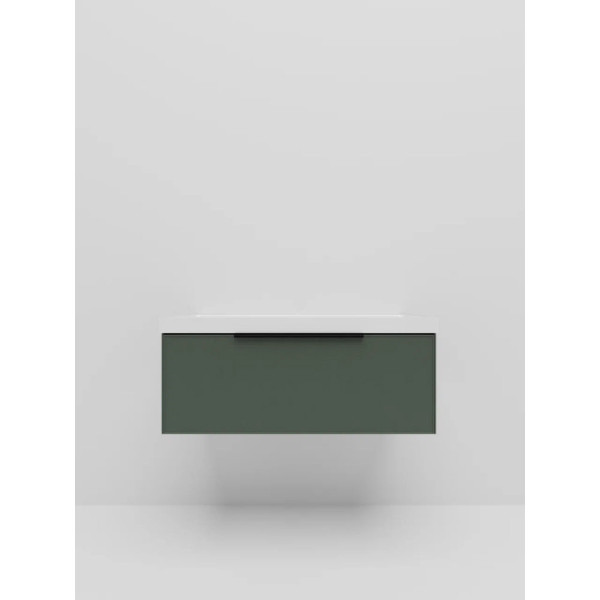 Тумба под раковину подвесная La Fenice SIMPLA FNC-01-SIM-G-100, серо-зелёная. Фото 3