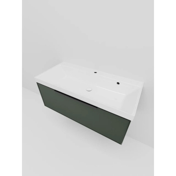 Тумба под раковину подвесная La Fenice SIMPLA FNC-01-SIM-G-100, серо-зелёная. Фото 4