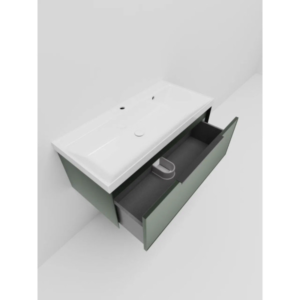 Тумба под раковину подвесная La Fenice SIMPLA FNC-01-SIM-G-100, серо-зелёная. Фото 5