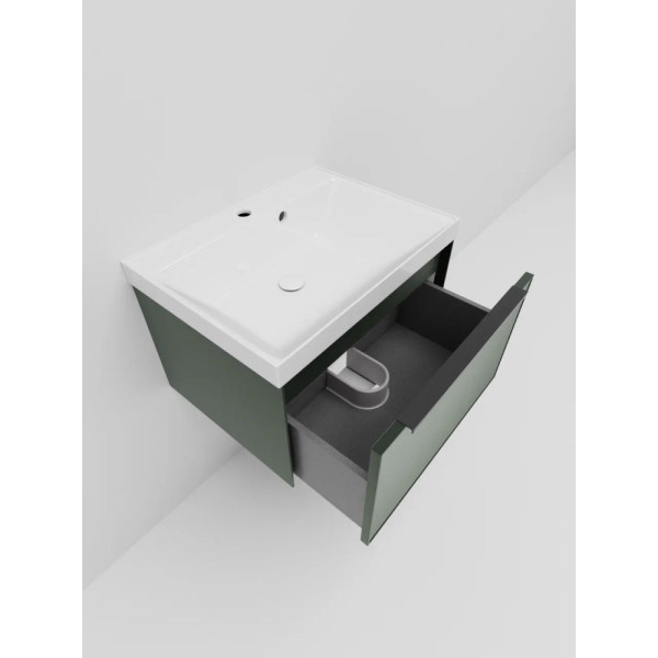 Тумба под раковину подвесная La Fenice SIMPLA FNC-01-SIM-G-60, серо-зелёная. Фото 5