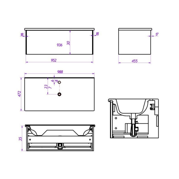 Тумба под раковину подвесная La Fenice Terra FNC-01-TER-B-100, белая. Фото 2