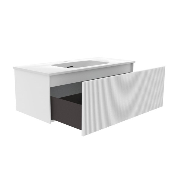 Тумба под раковину подвесная La Fenice Terra FNC-01-TER-B-100, белая. Фото 3