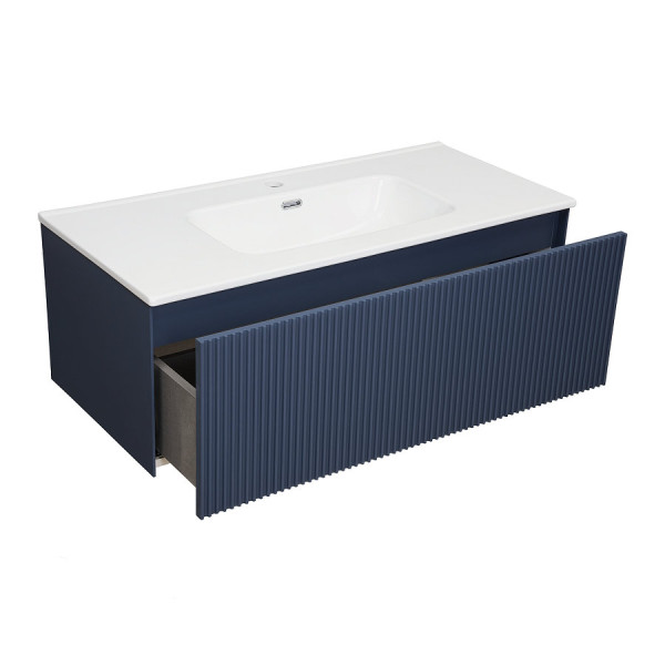 Тумба под раковину подвесная La Fenice Terra FNC-01-TER-BG-100, синяя. Фото 3