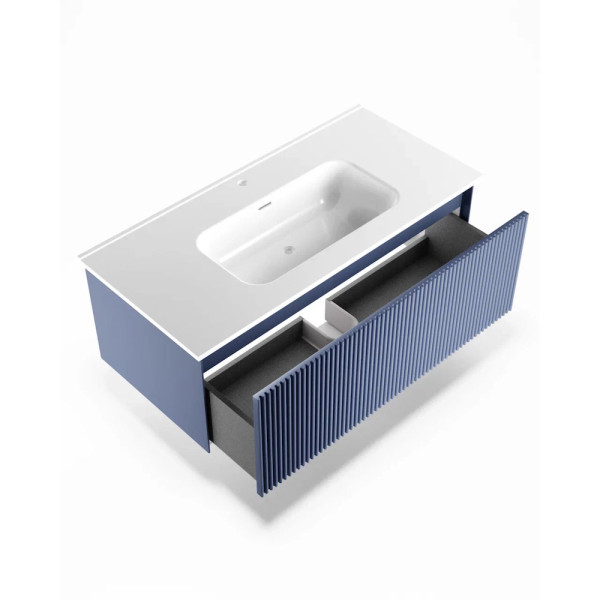 Тумба под раковину подвесная La Fenice Terra FNC-01-TER-BG-100, синяя. Фото 5