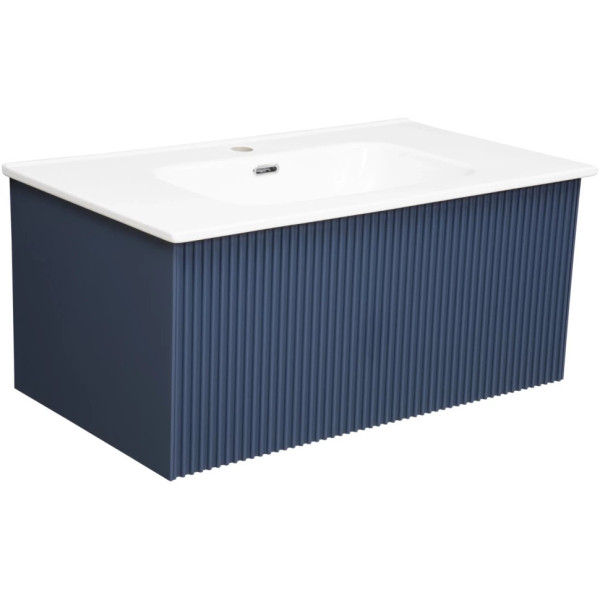Тумба под раковину подвесная La Fenice Terra FNC-01-TER-BG-80, синяя. Фото 1