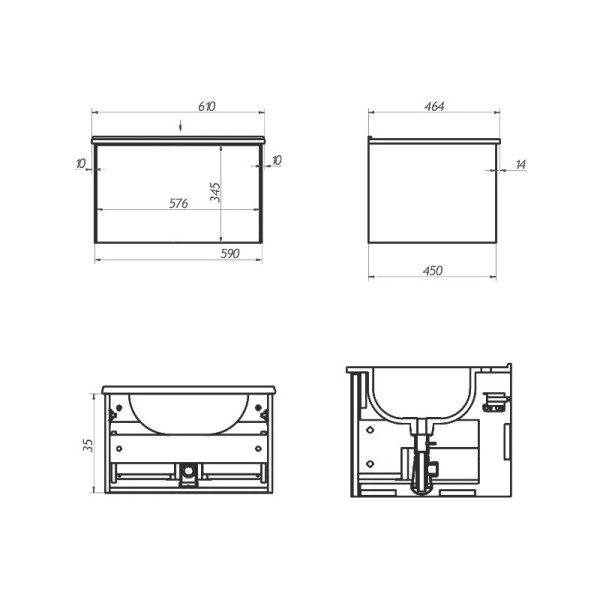 Тумба под раковину подвесная La Fenice Terra FNC-01-TER-C-60, бежевая. Фото 2