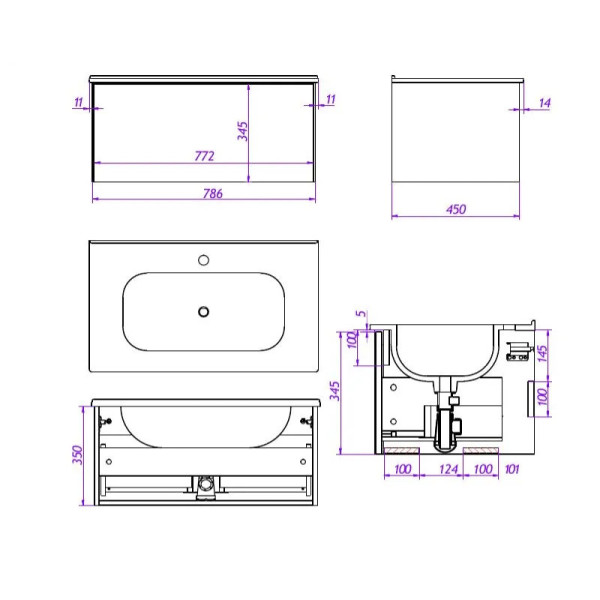Тумба под раковину подвесная La Fenice Terra FNC-01-TER-C-80, бежевая. Фото 2