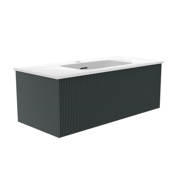 Тумба под раковину подвесная La Fenice Terra FNC-01-TER-G-100, серо-зеленая. Фото 1