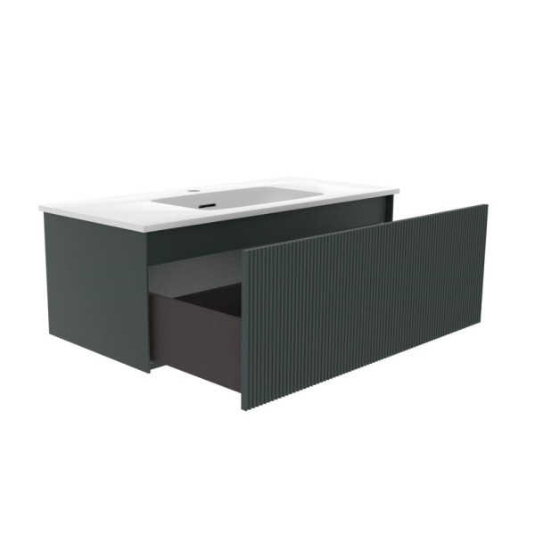 Тумба под раковину подвесная La Fenice Terra FNC-01-TER-G-100, серо-зеленая. Фото 3