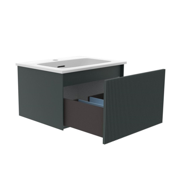 Тумба под раковину подвесная La Fenice Terra FNC-01-TER-G-60, серо-зеленая. Фото 3