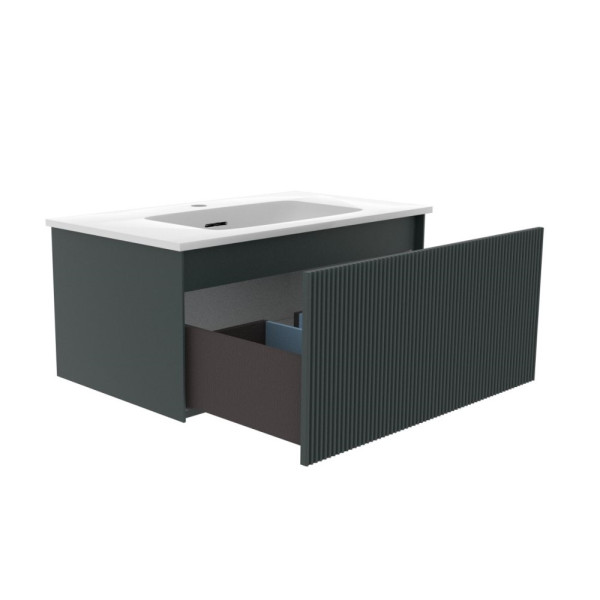 Тумба под раковину подвесная La Fenice Terra FNC-01-TER-G-80, серо-зеленая. Фото 3