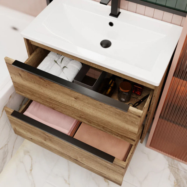 Тумба под раковину подвесная La Fenice Tesoro FNC-01-TES-DGT-100-2, табак. Фото 4